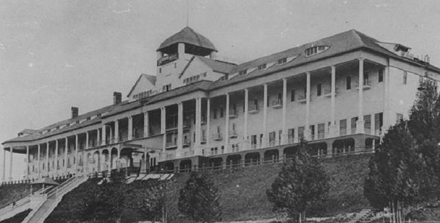 Historic Exterior of Grand Hotel on Mackinac Island, Michigan